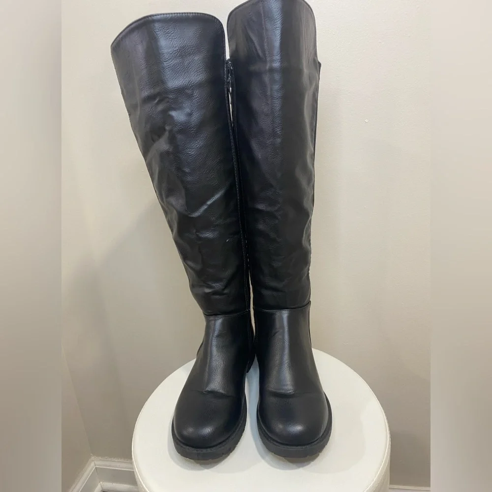 Wanted womens Black faux Leather Knee-High Boots